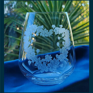 Stemless Wine Glass Daisy Heart